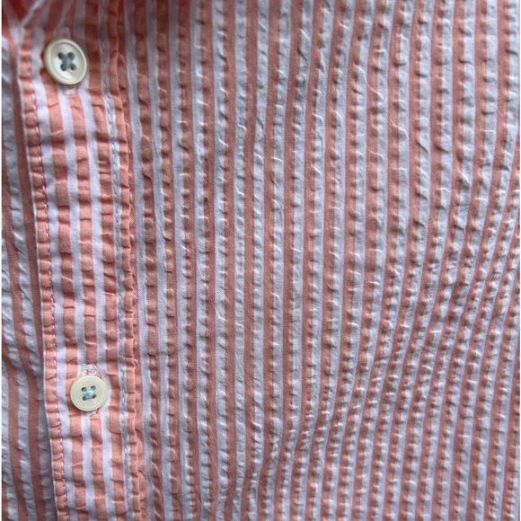 Denim & Flower Ricky Singh Seersucker Peach & White Striped Button Up Shirt L A7 - Picture 5 of 5